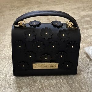Zac Posen Black Floral Embellished Handbag